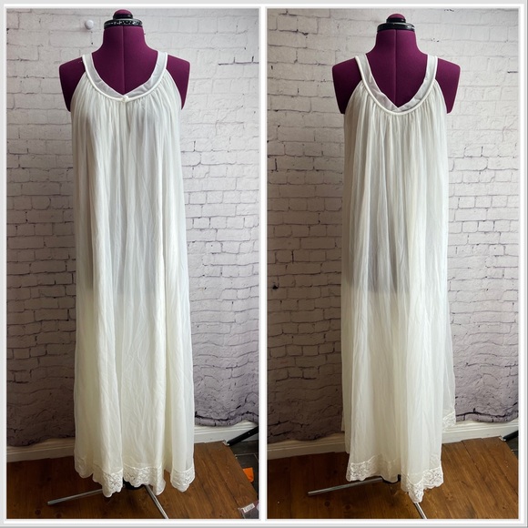 Intime California vintage robe and gown peignoir set creamy white nylon size s - Picture 4 of 6